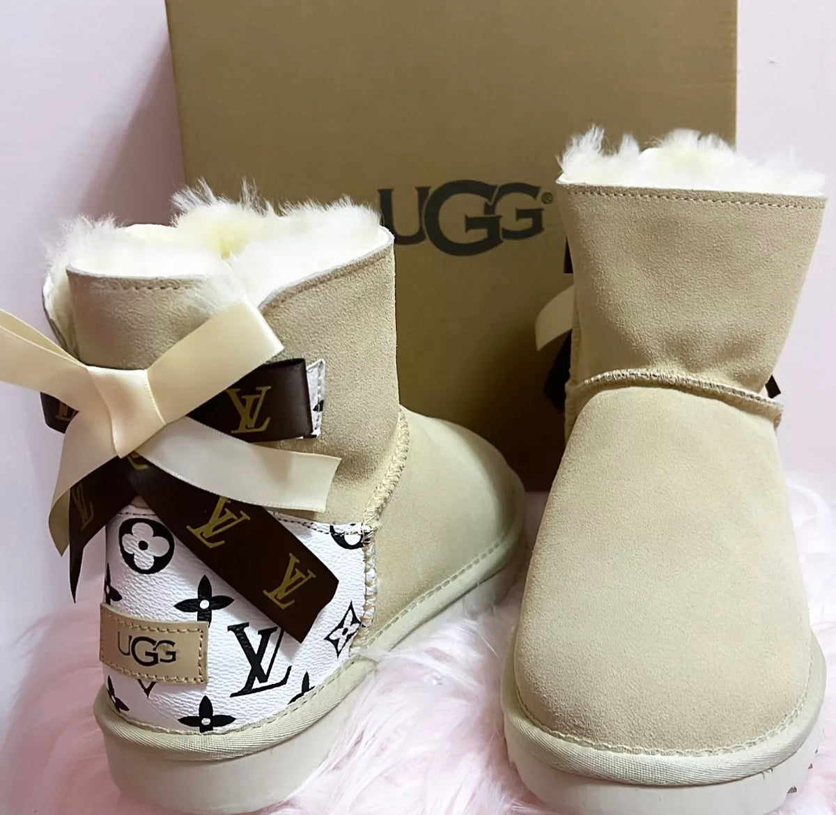 louis vuitton, boots, ugg boots, fashion, inspired, lv, shoes - Wheretoget