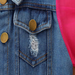 Kendall puff sleeve denim jacket pink