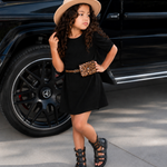 Miltda Dress with leopard waist pouch belt