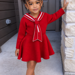 Toddler Girl Versatile Tie Red Sweater Dress