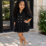 Little Girl Double Breasted Mesh Patchwork Coat