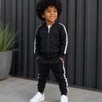 Little Boy Contrast Sideseam Zip Up Tracksuit Set