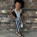 Lace Striped jumpsuit Black