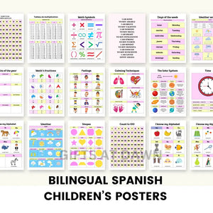 Bilingual English/Spanish Educational Posters for kids