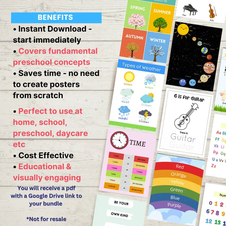 Bilingual English/Spanish Educational Posters for kids