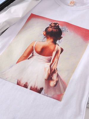 2-Piece Little Girl White T-shirt Dress And Hoodie Jacket