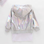 2-Piece Little Girl White T-shirt Dress And Hoodie Jacket