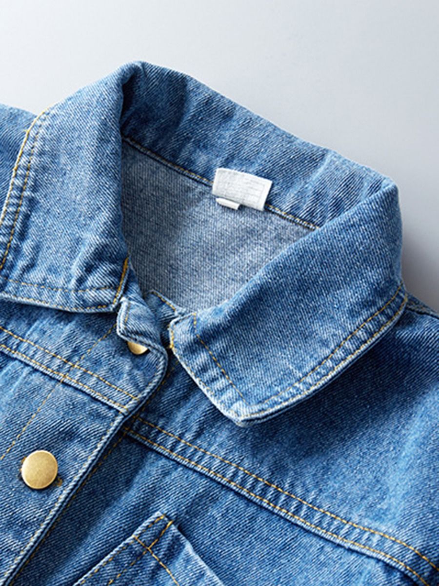 2-Piece Little Girl Black Dress And Denim Jacket