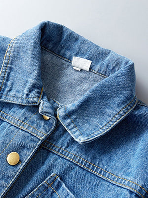 2-Piece Little Girl Black Dress And Denim Jacket
