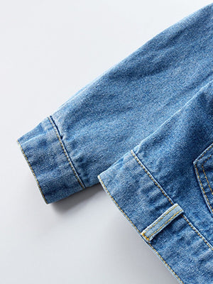 2-Piece Little Girl Black Dress And Denim Jacket