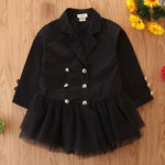 Little Girl Double Breasted Mesh Patchwork Coat