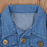 2-Piece Little Girl Denim Jacket With Fringed Hi Lo Hem Skirt