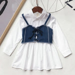 2-Piece Little Girl Denim Top And Shirt Dress