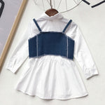 2-Piece Little Girl Denim Top And Shirt Dress