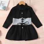 2-Piece Little Girl Denim Corset Lace Up Top With Shirt Dress