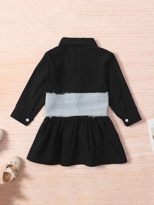2-Piece Little Girl Denim Corset Lace Up Top With Shirt Dress