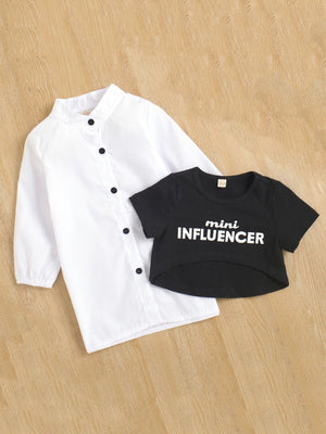 2-Piece Little Girl Mini INFLUENCER Hi Lo Top And Shirt