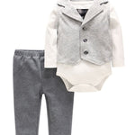 3-Piece Baby Boy Bodysuit With Vest & Trousers Set
