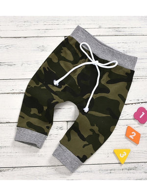 3-Piece Baby Boy Little Man Grey Onesie & Camo Pants & Hat Set
