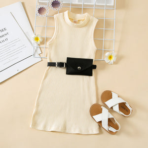 Kaitlyn dress with waist pouch belt beige