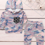 Baby Unisex Camouflage Sportswear Hoodie Sweatshirt Top & Long Pant