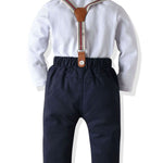 4-Piece Baby Boy Onesie With Bow Tie & Matching Suspender Pants Set