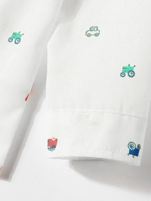 4-Piece Baby Boy Car Shirt with Bow Tie & Suspender Pants