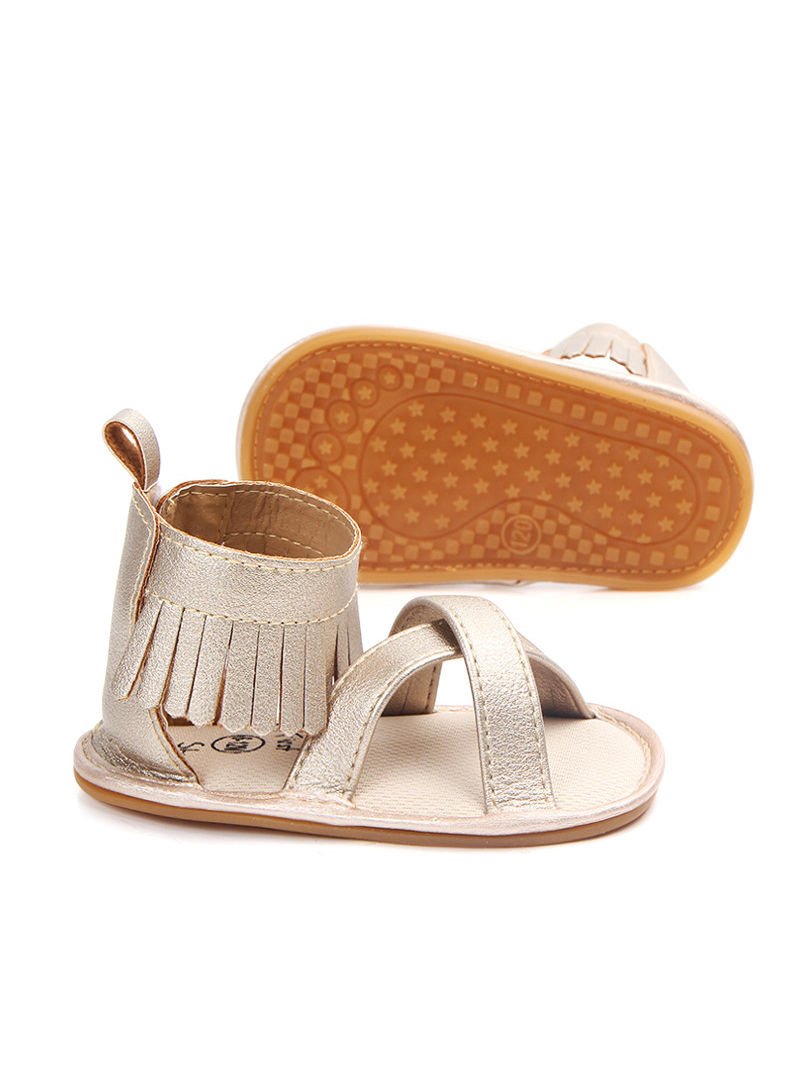 Baby Girl Tassel Trim Slip-on Sandals