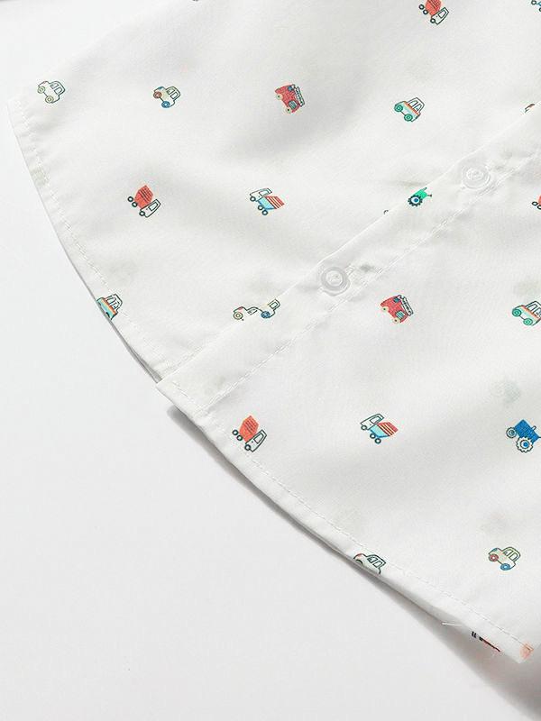 4-Piece Baby Boy Car Shirt with Bow Tie & Suspender Pants