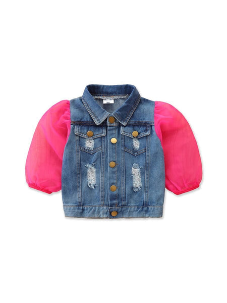 Kendall puff sleeve denim jacket – Kidz Slay Apparel