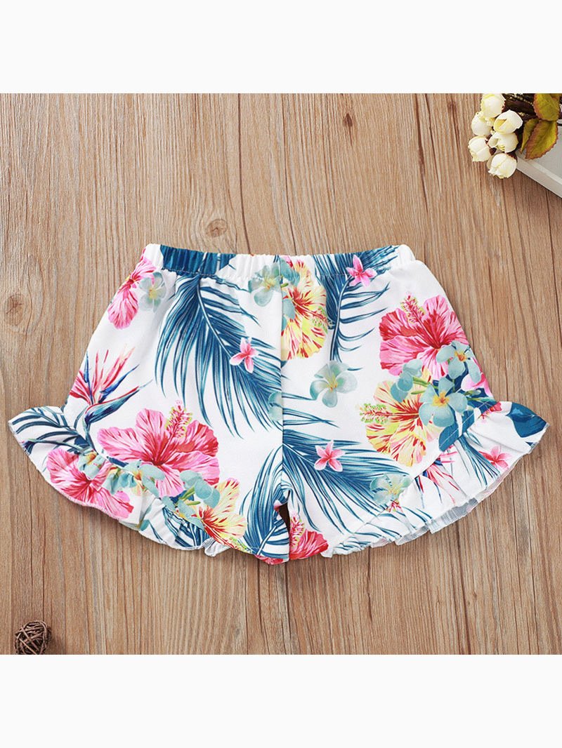 2-Piece Toddler Girl Hello Summer Tassel Tank Top & Flower Shorts