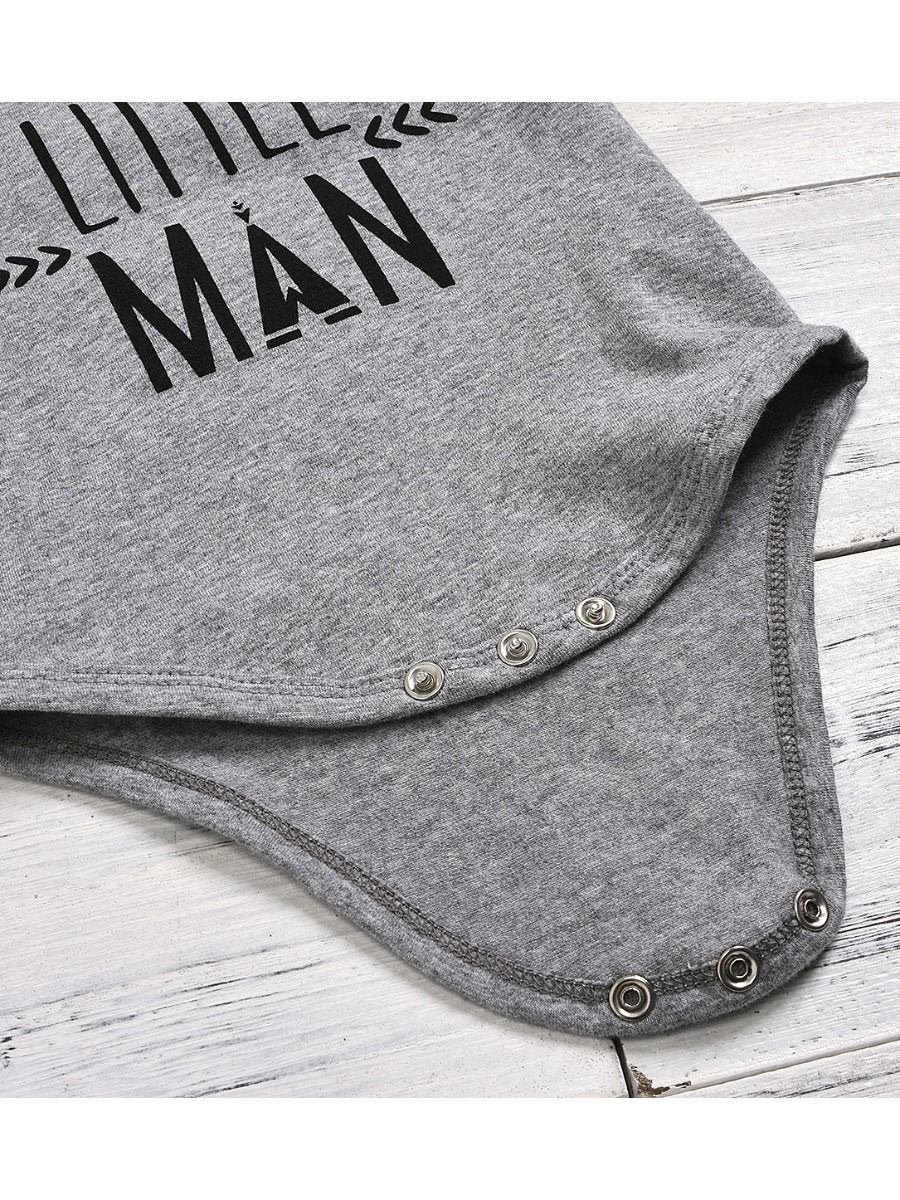 3-Piece Baby Boy Little Man Grey Onesie & Camo Pants & Hat Set