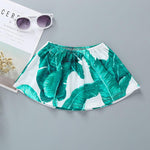 3-Piece Baby Girl Print Off Shoulder Top & White Lace Shorts Headband Set
