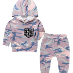 Baby Unisex Camouflage Sportswear Hoodie Sweatshirt Top & Long Pant