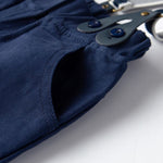 4-Piece Gentleman Style Blue Shirt with Bow Tie & Blue Suspender Trousers Set