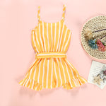 Daisy Striped Romper Yellow