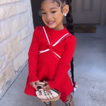 Toddler Girl Versatile Tie Red Sweater Dress