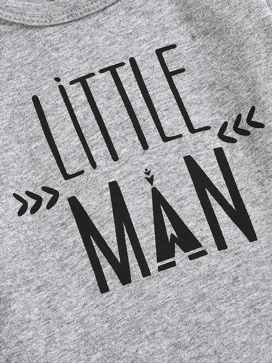 3-Piece Baby Boy Little Man Grey Onesie & Camo Pants & Hat Set