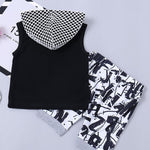 2-Piece Little Boy Black Tank Top & Matching Letters Print Pants