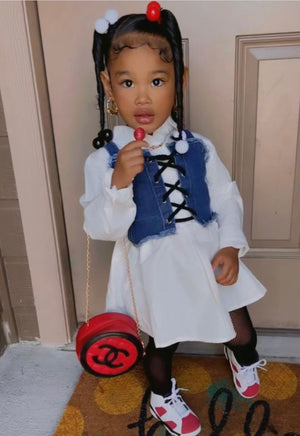2-Piece Little Girl Denim Top And Shirt Dress