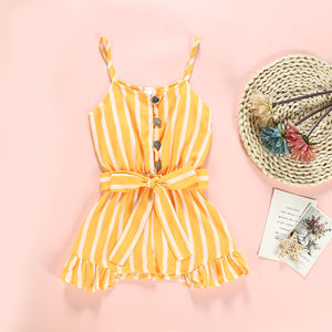 Daisy Striped Romper Yellow