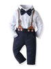 4-Piece Baby Boy Onesie With Bow Tie & Matching Suspender Pants Set