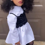 2-Piece Little Girl Shirt Dress And Leather Waist Tube Cami Top