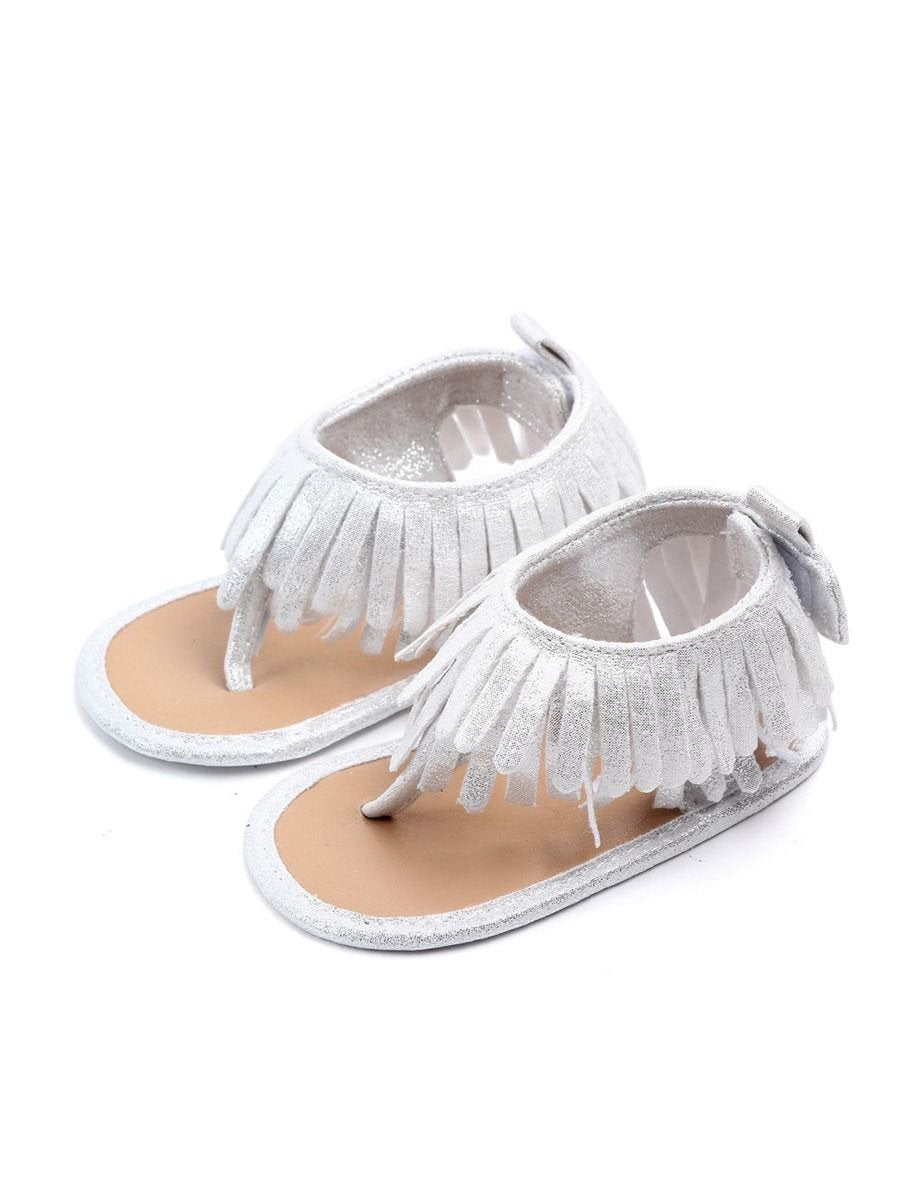 Baby Girl Tassel Trim Slip-on Sandals