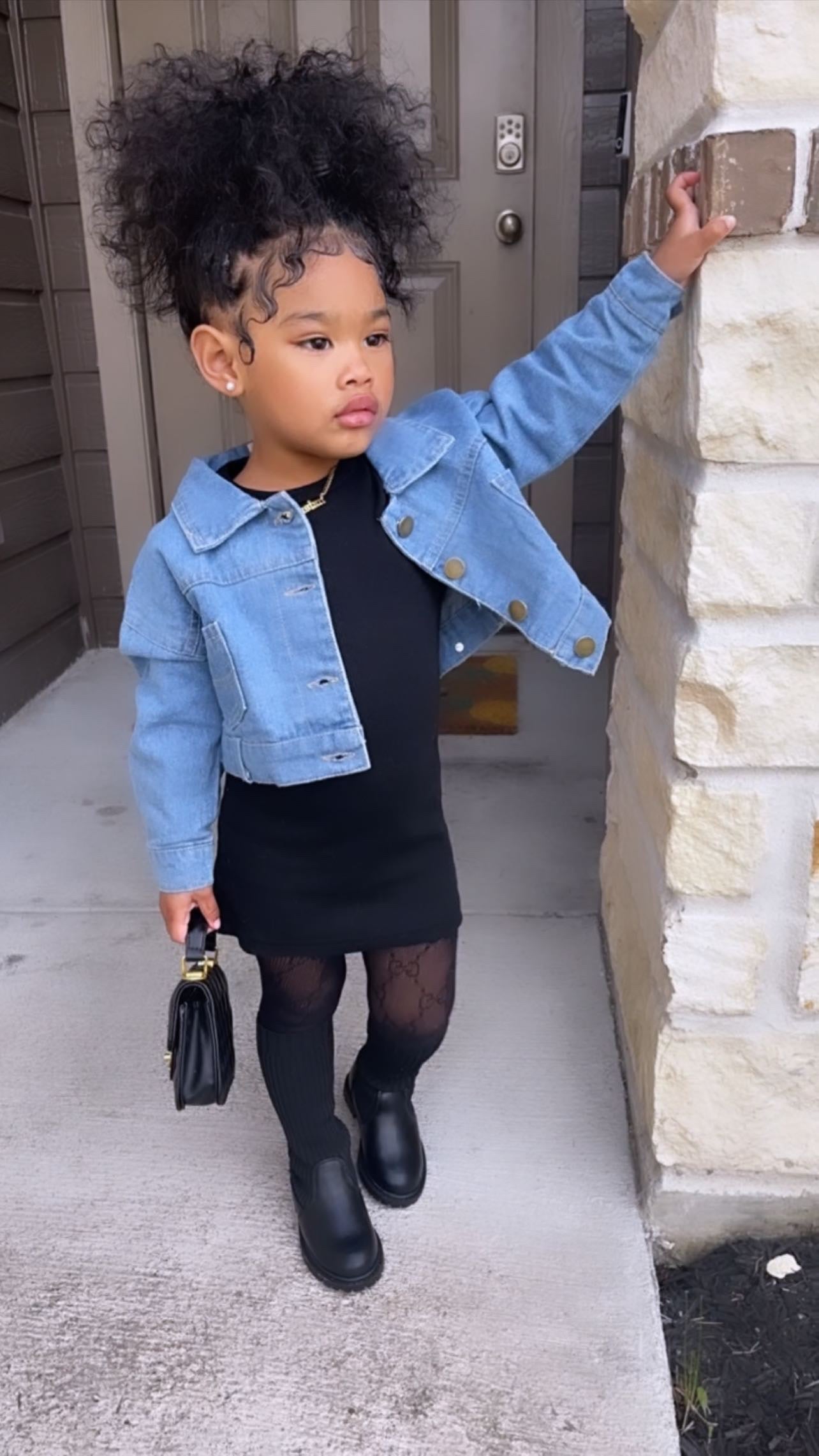 2-Piece Little Girl Black Dress And Denim Jacket – Kidz Slay Apparel