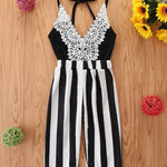 Lace Striped jumpsuit Black