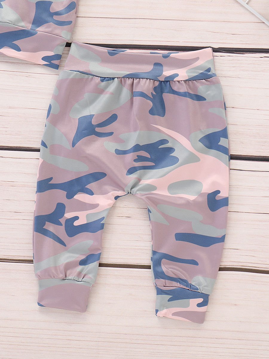 Baby Unisex Camouflage Sportswear Hoodie Sweatshirt Top & Long Pant