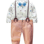 4-Piece Baby Boy Car Shirt with Bow Tie & Suspender Pants