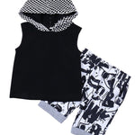 2-Piece Little Boy Black Tank Top & Matching Letters Print Pants