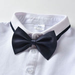 4-Piece Baby Boy Onesie With Bow Tie & Matching Suspender Pants Set